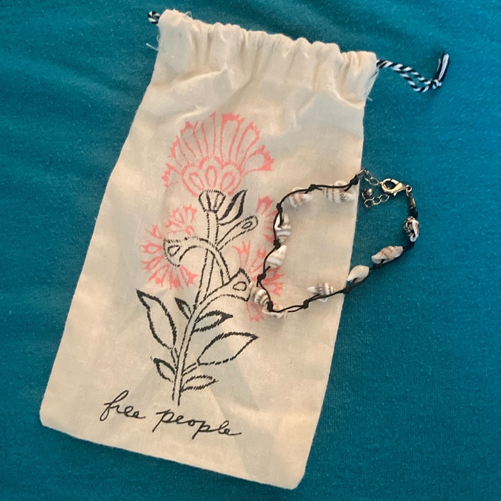Free People shell ankle bracelet with bag